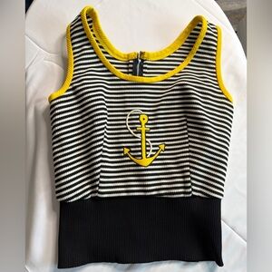 Nautical Striped Women's Tank Top - Black and Yellow